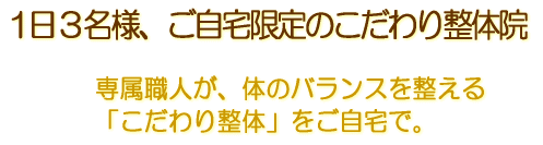 出張整体 ご自宅限定のこだわり整体院