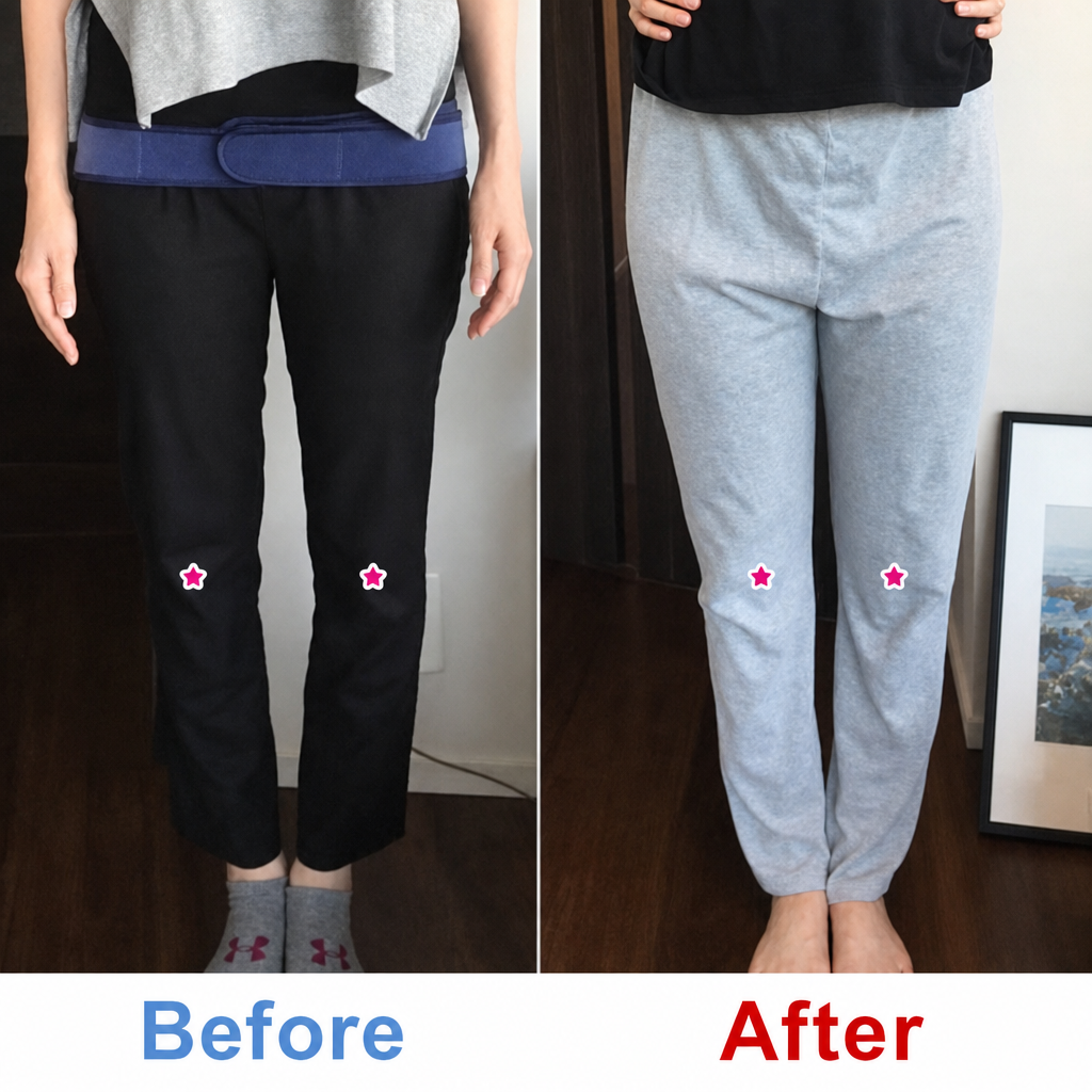 産後骨盤矯正 Before After 骨盤位置と脚のライン