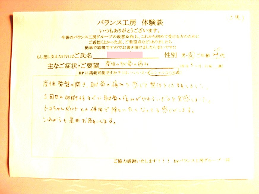 神奈川県 愛甲郡 愛川町 中津M・Y様 (20代 女性) 直筆紙面