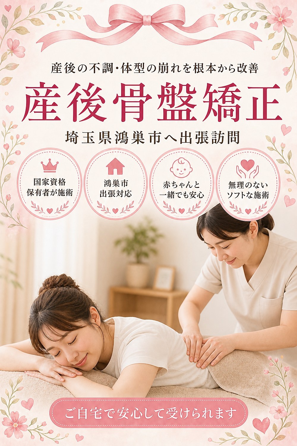 埼玉県鴻巣市の産後骨盤矯正 出張訪問 バランス工房